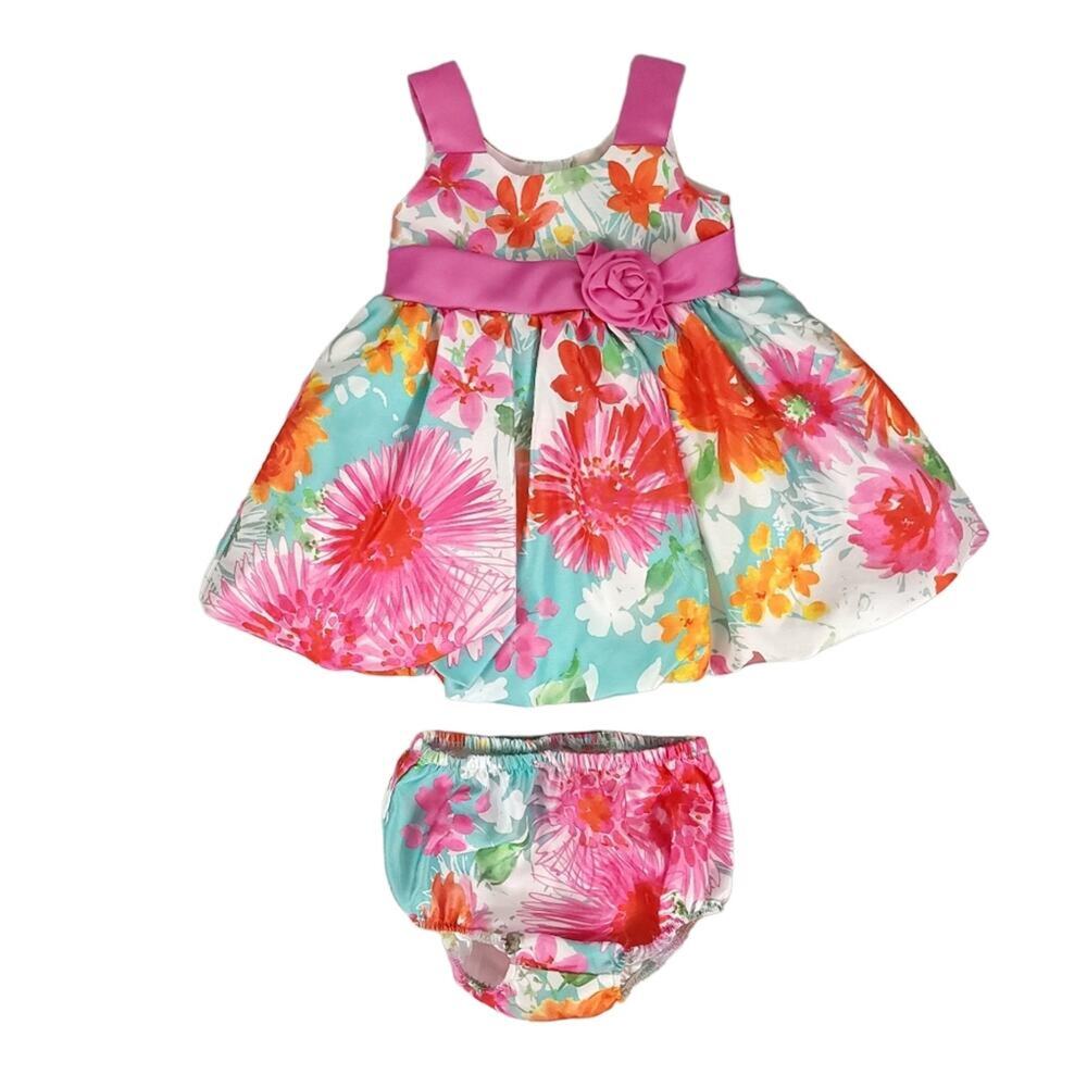 Jessica Ann Infant Semi Formal Floral Dress with Diaper Cover